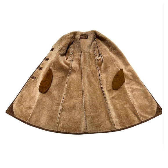 Vintage 70s Shearling California Spring Lamb Coat Double Breasted Sheepskin Tan - Picture 4 of 10